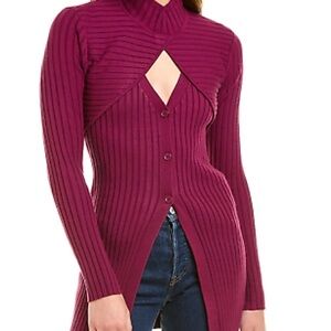 Ronny Kobo top Garner 2 piece ribbed knit burgundy